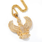 Horus Eagle Ankh Cross Pendant Necklace in Stainless Steel