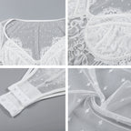 Sheer Black Lace Bodysuit with Underwire Padding Set