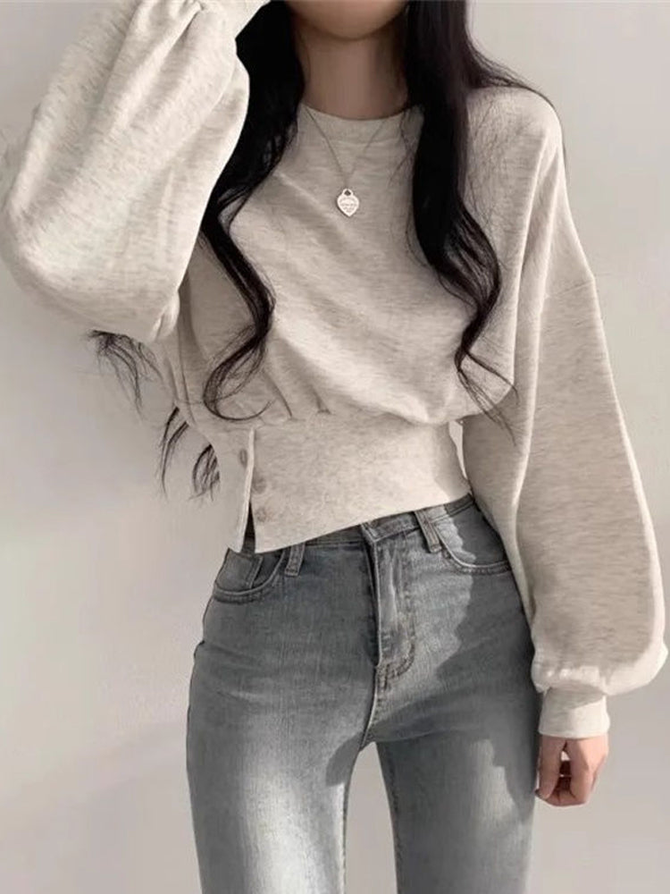 Women's Fitted Long Sleeve Crop Sweatshirt | Streetwear