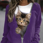 Women's Cat Print Round Neck Regular Pullover | Streetwear
