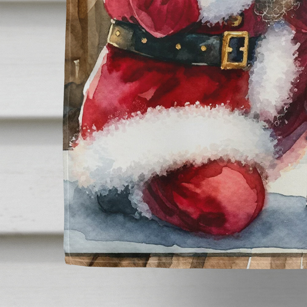 Black Pug and Santa Claus House Flag