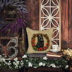 Belgian Sheepdog Christmas Flowers Throw Pillow