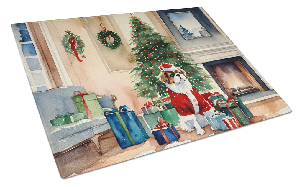 Japanese Chin Cozy Christmas Glass Cutting Board