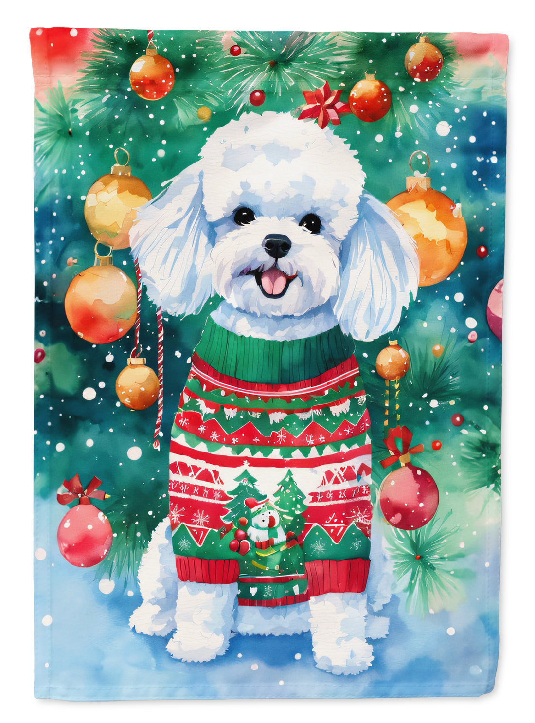 Bichon Frise Christmas Garden Flag