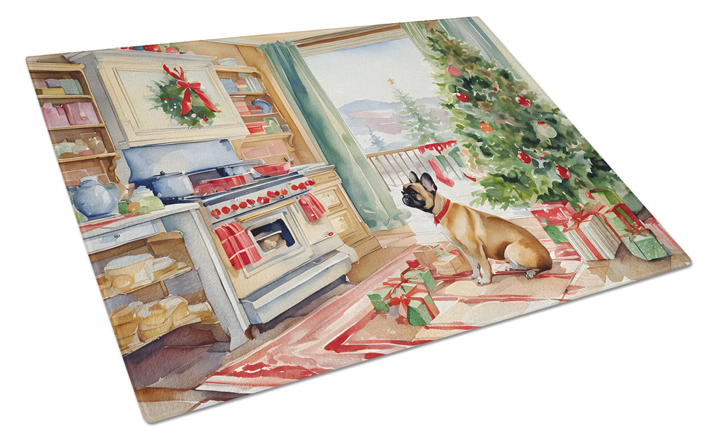 French Bulldog Christmas Cookies Glass Cutting Board