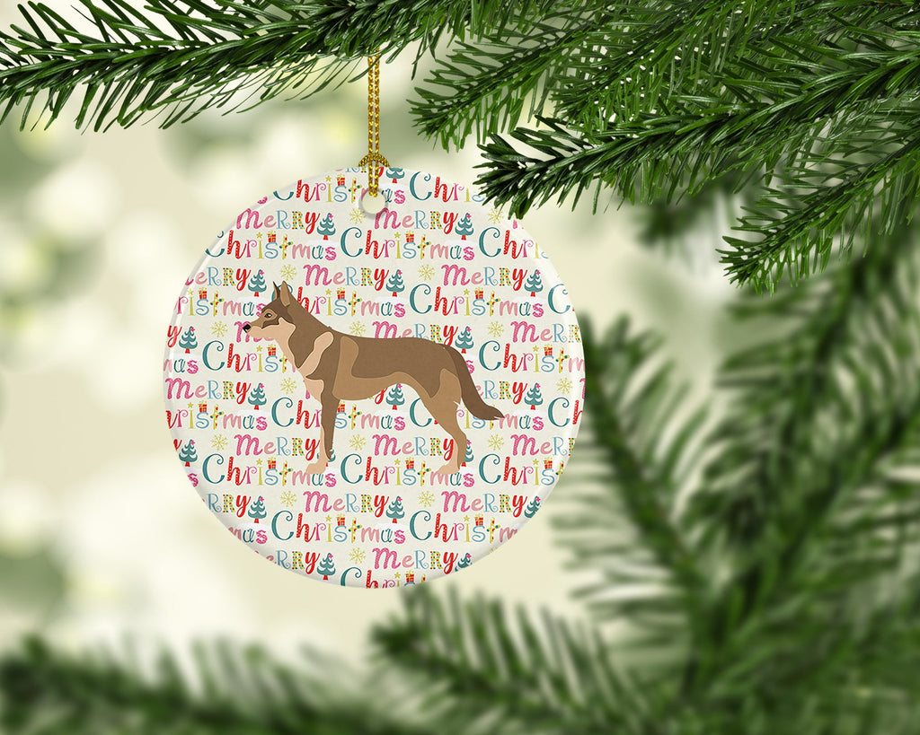 Czechoslovakian Wolfdog Merry Christmas Ceramic Ornament