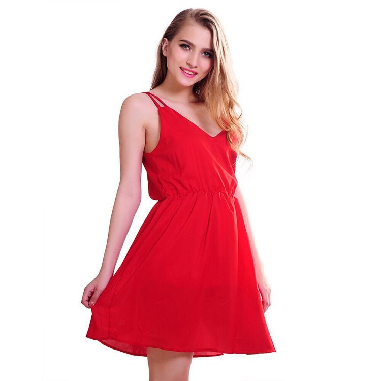 Sleeveless Chiffon Dress with Spaghetti Straps