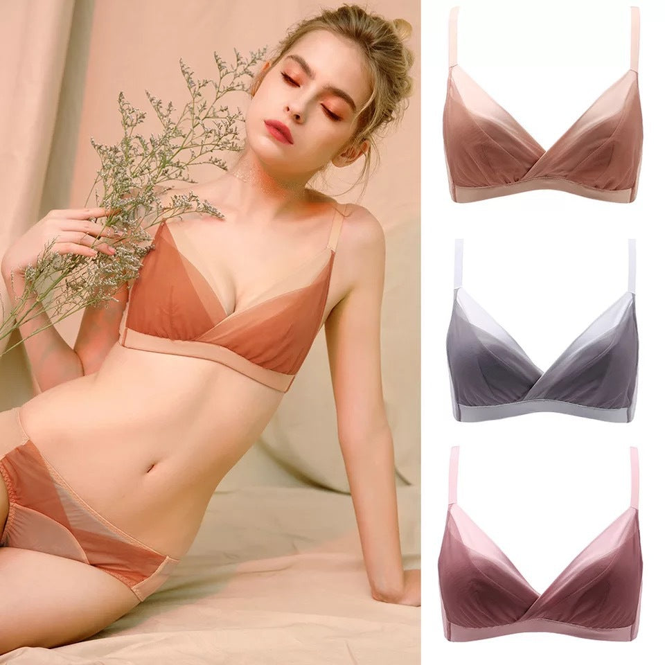 102# Premium Sheer Lingerie Push-Up Bra in Rose