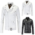 British White Washed Leather Motorcycle Jacket