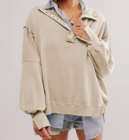 Sleeve Split Lapel Sweater