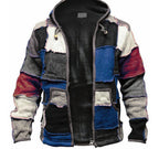 Men's Color-Block Knitted Sweater with Hooded Zipper