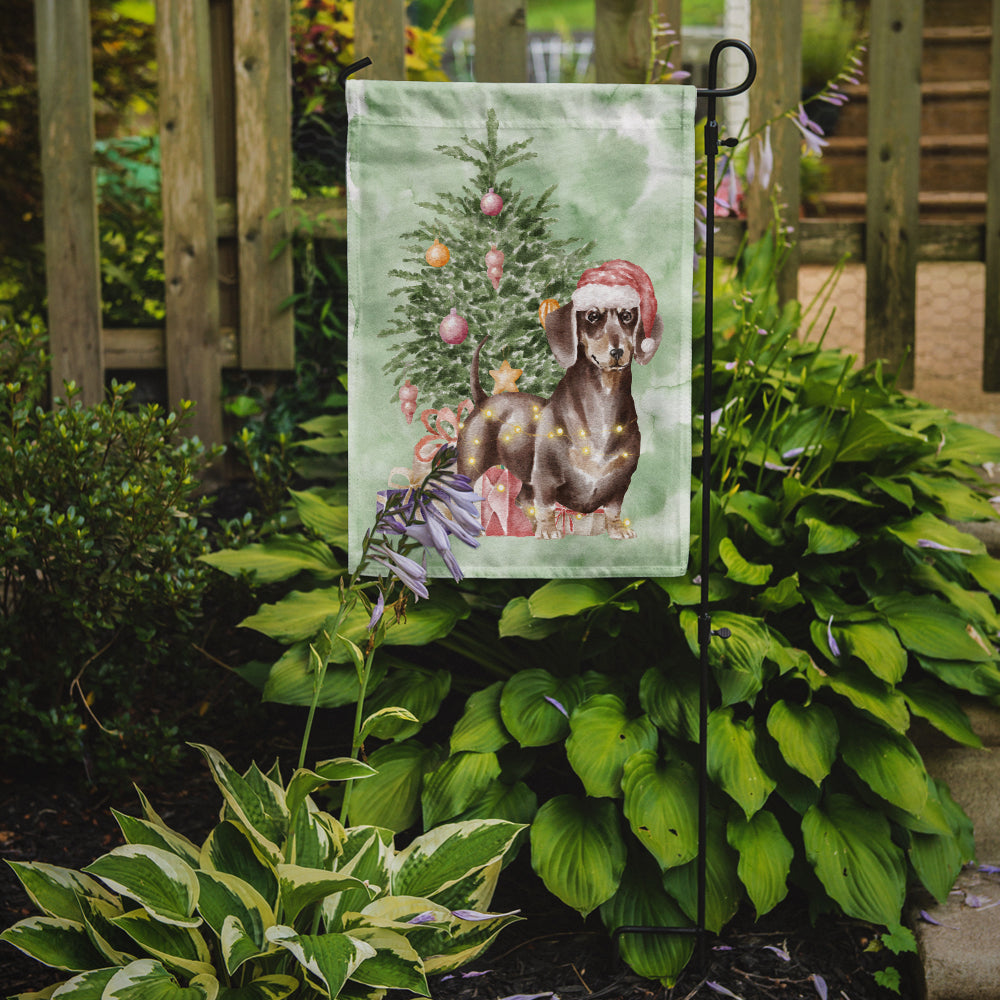 Dachshund Chocolate Tan Christmas Presents and Tree Garden Flag