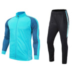 Contrasting Trim Stand-Collar Sports Jacket Suit