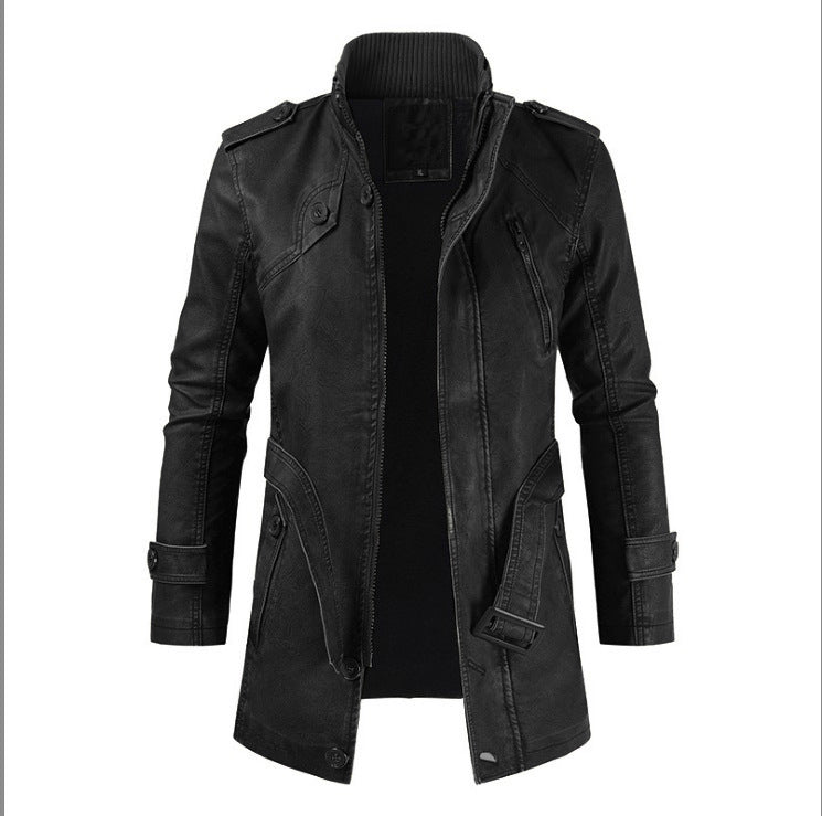 Trendy Slim-Fit Cold-Proof Leather Jacket for Men