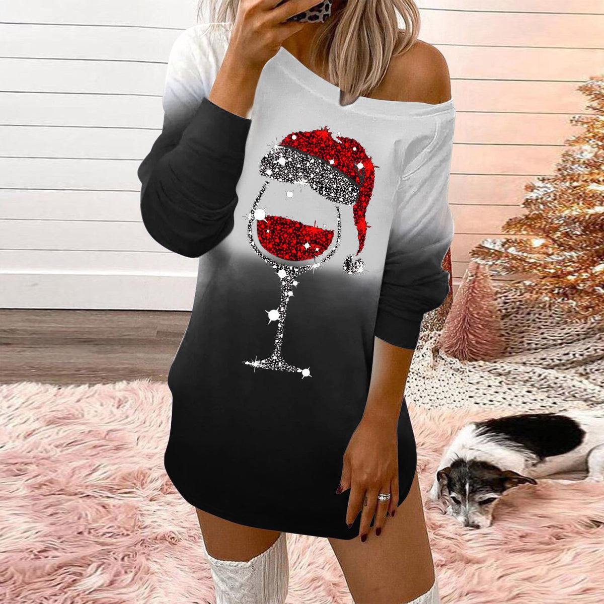 Fashionable Christmas Print Crew Neck Sweatshirt | Streetwear