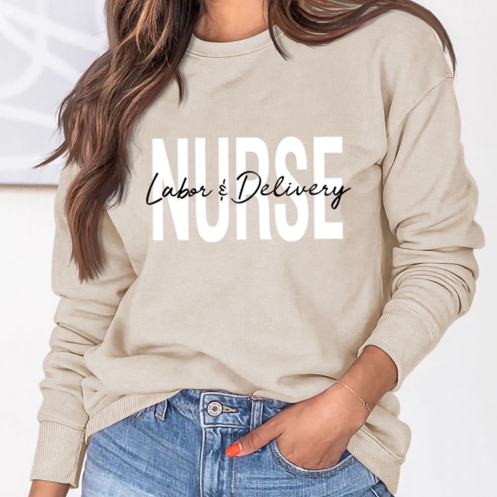 Plus Size Long Sleeve Sweater with Letter Print