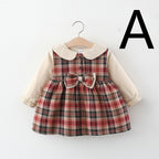 Girls Plaid Fleece Skirt with Bow-knot Detail