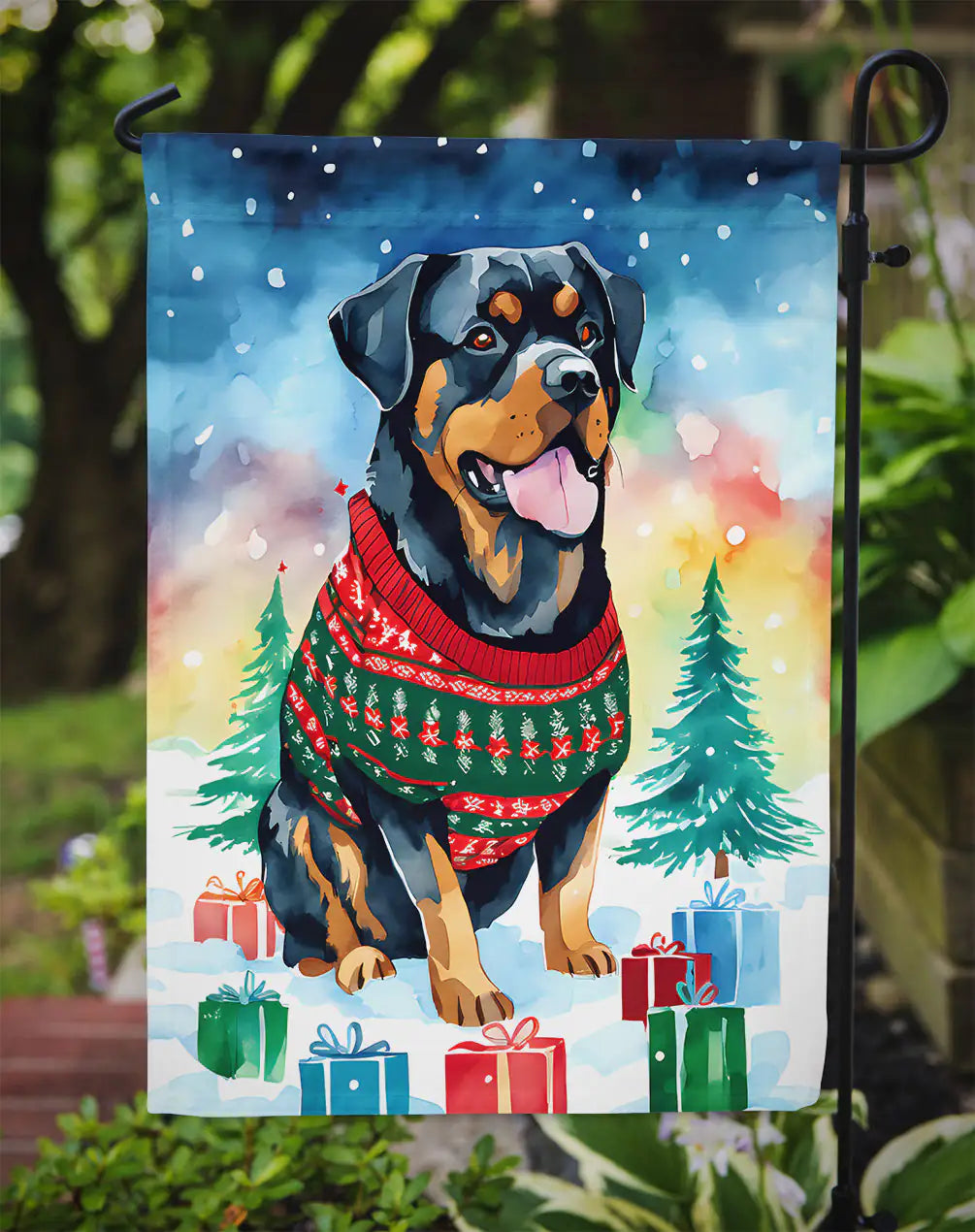 Rottweiler Christmas Garden Flag