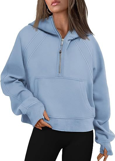Women's Fashion Simple Half Zipper Hooded Sweatshirt Loose Sweater | Streetwear