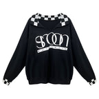 Letter Checker Pullover Sweatshirt | Streetwear