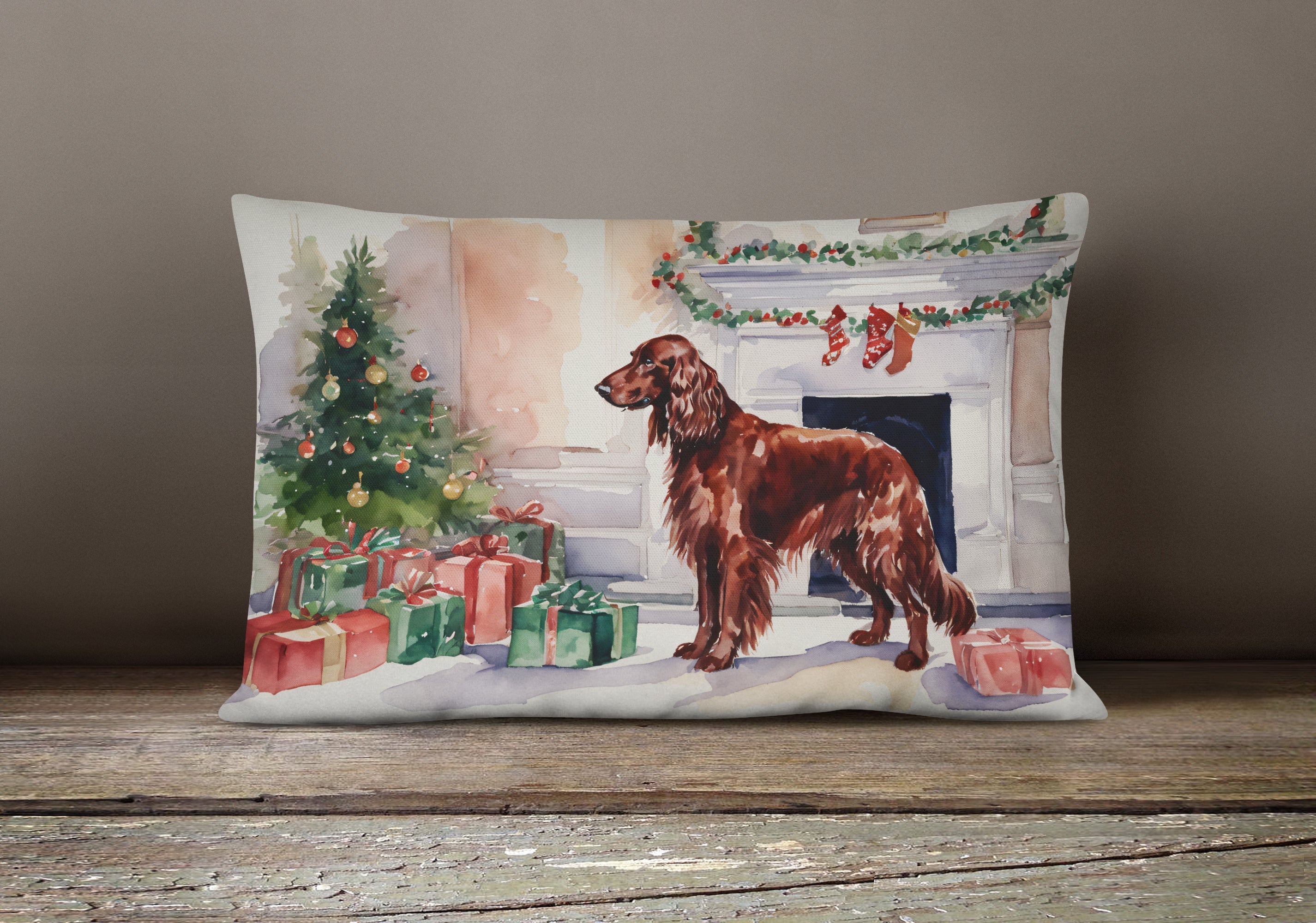 Irish Setter Christmas Throw Pillow
