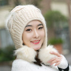 Korean Style Fleece Rabbit Fur Winter Hat | Embroidered Cap
