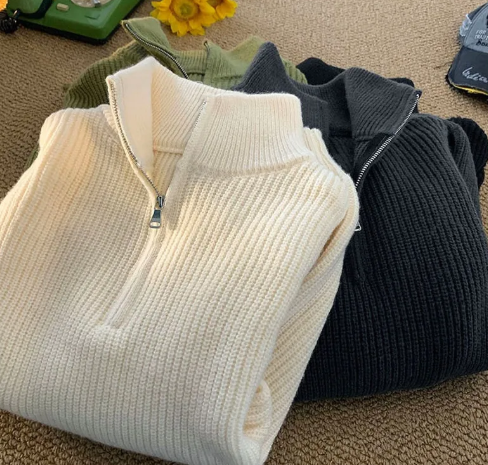 Men's Half Zip Turtleneck Knitting Sweater