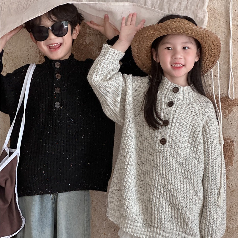 Chic Loose Retro Sweater for Children in Spring