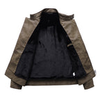 Men's Fashion Leather Jacket with Stylish Lapel and Zipper