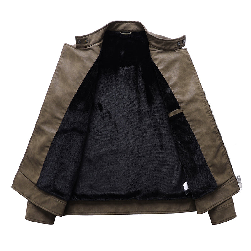 Men's Fashion Leather Jacket with Stylish Lapel and Zipper