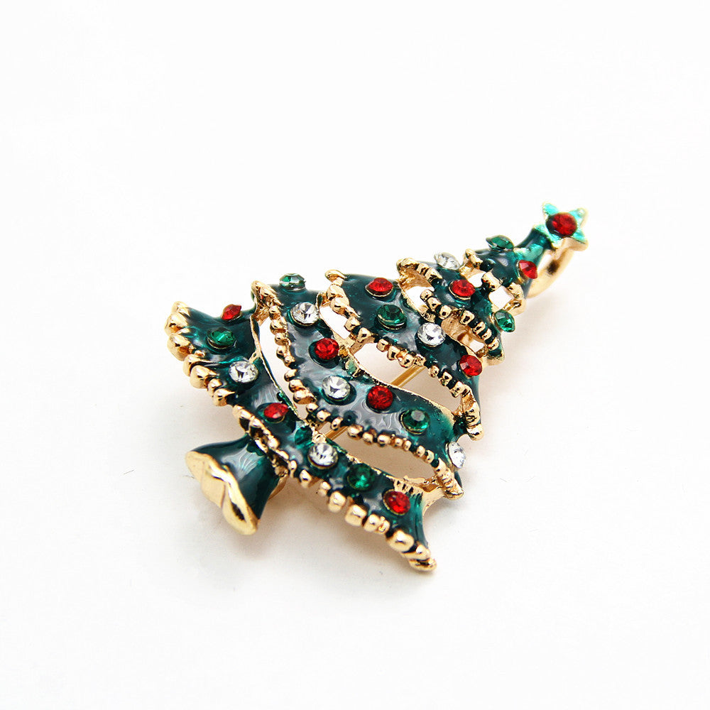 White Colorful Christmas Tree Brooch for Women