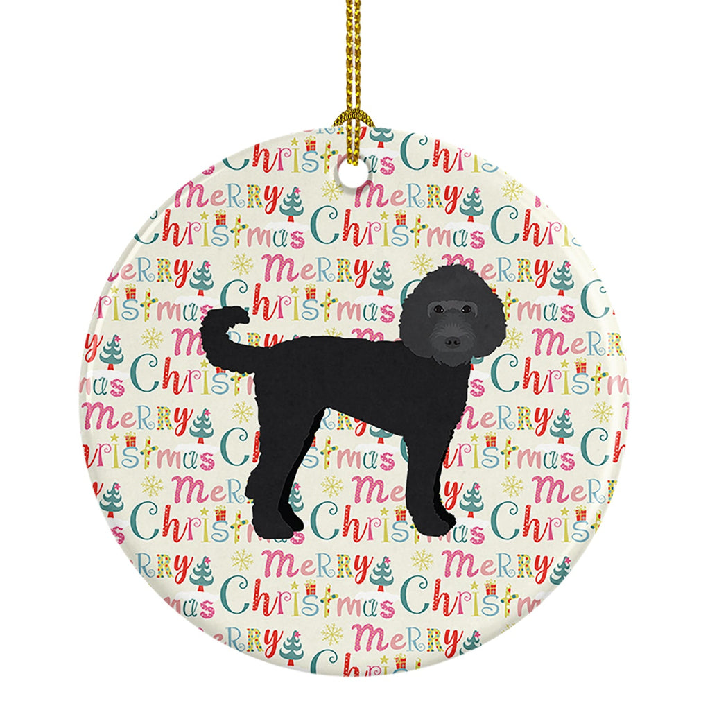 Labradoodle Merry Christmas Ceramic Ornament
