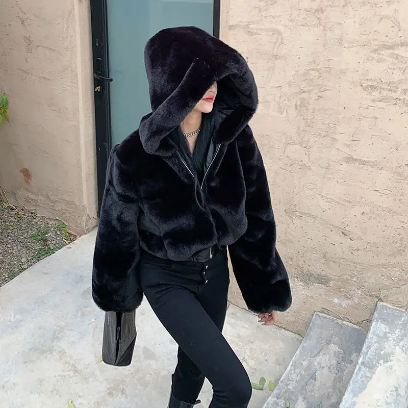 Furry Cropped Faux Fur Coat and Jacket for Women