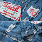 Trendy Korean Loose Fit Men’s Denim Patchwork Jacket