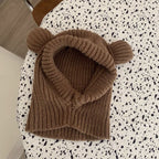 Warm Wool Hat with Cute Bear Ears for Women | Embroidered Cap