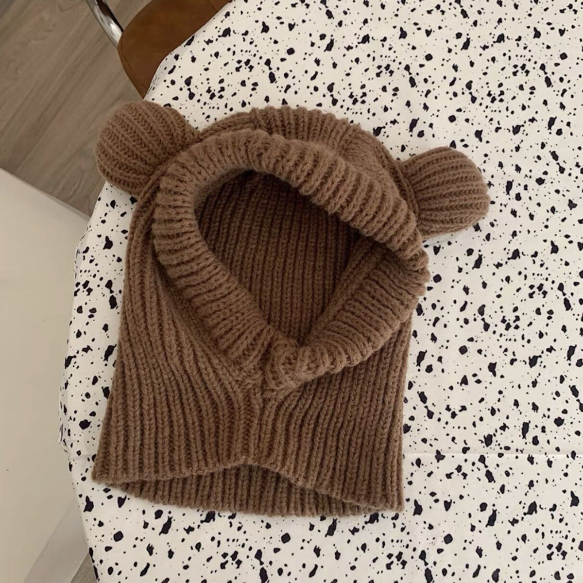 Warm Wool Hat with Cute Bear Ears for Women | Embroidered Cap