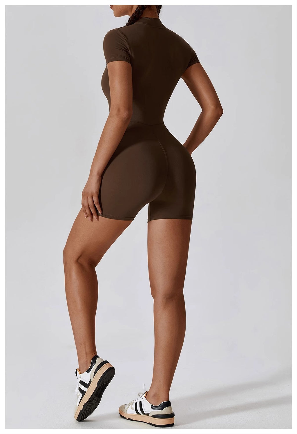 Women's Zip-Up Short Sleeve Yoga Bodysuit