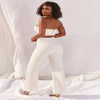 Fashionable Crop Top and Bell-Bottom Pants Set for Women