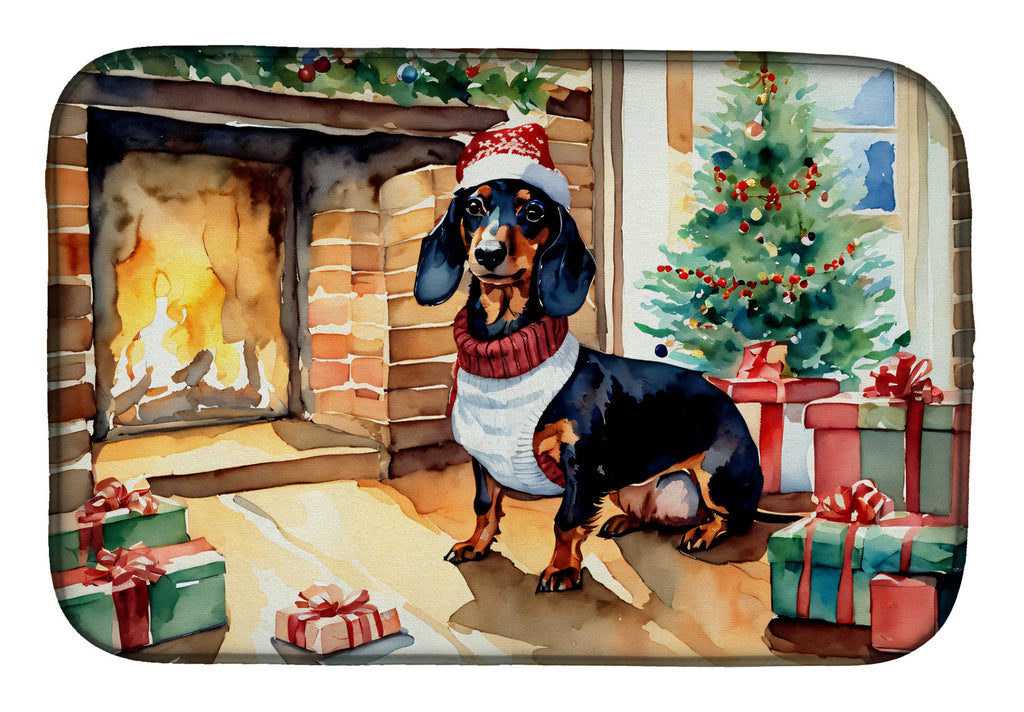Dachshund Cozy Christmas Dish Drying Mat