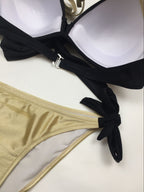 Two-Piece Shiny Fabric Bikini Set for Women