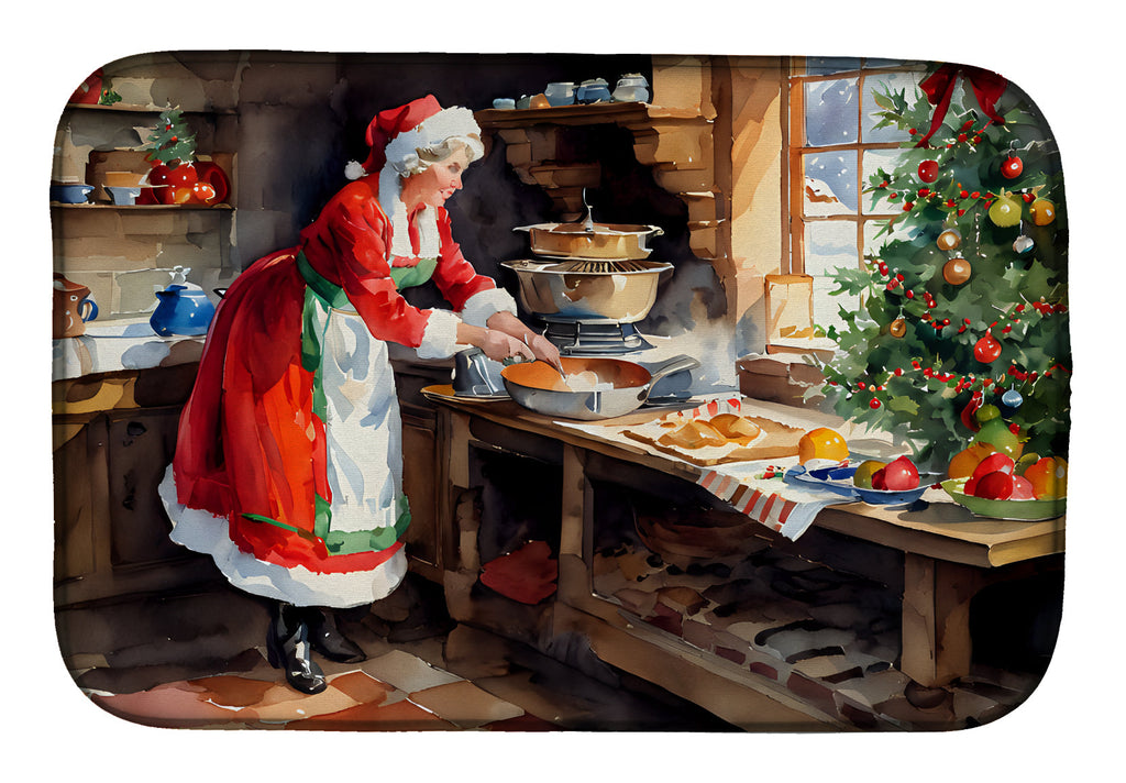 Cookies with Santa Claus Mrs. Claus Dish Drying Mat
