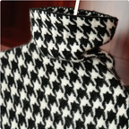Thick Houndstooth Turtleneck Pullover Sweater