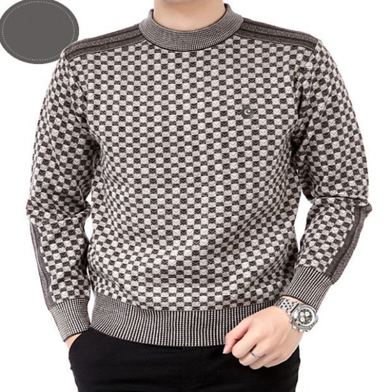 Men's Thick Plaid Loose Casual Mercerized Pullover Sweater | Streetwear