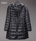 Mid-Length Lightweight Hooded Down Jacket Plus Size