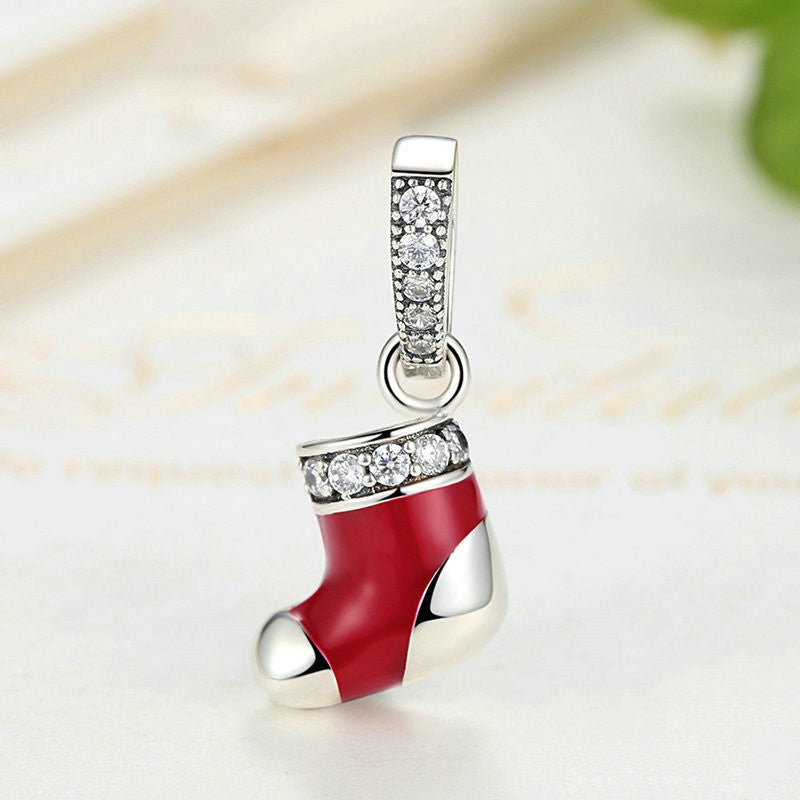 Red Christmas Stocking Boot Pendant (Small)