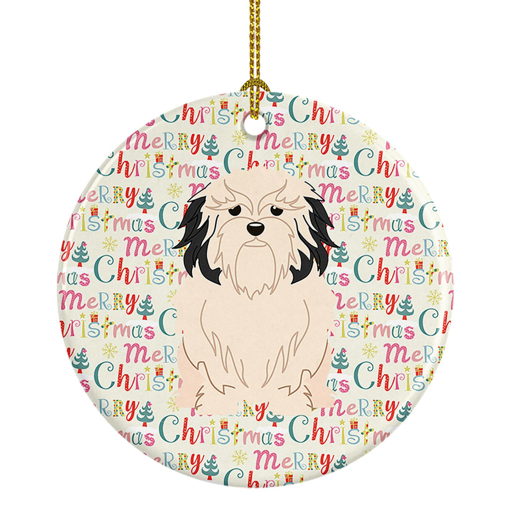 Merry Christmas Lowchen Ceramic Ornament