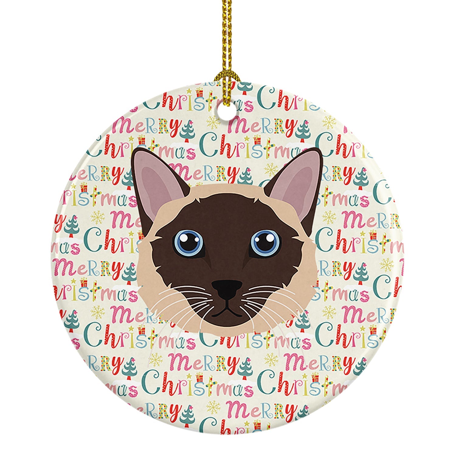 Siamese Traditional Cat Christmas Ceramic Ornament
