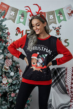 Christmas Cartoon Snowman Print Long Sleeve Sweater
