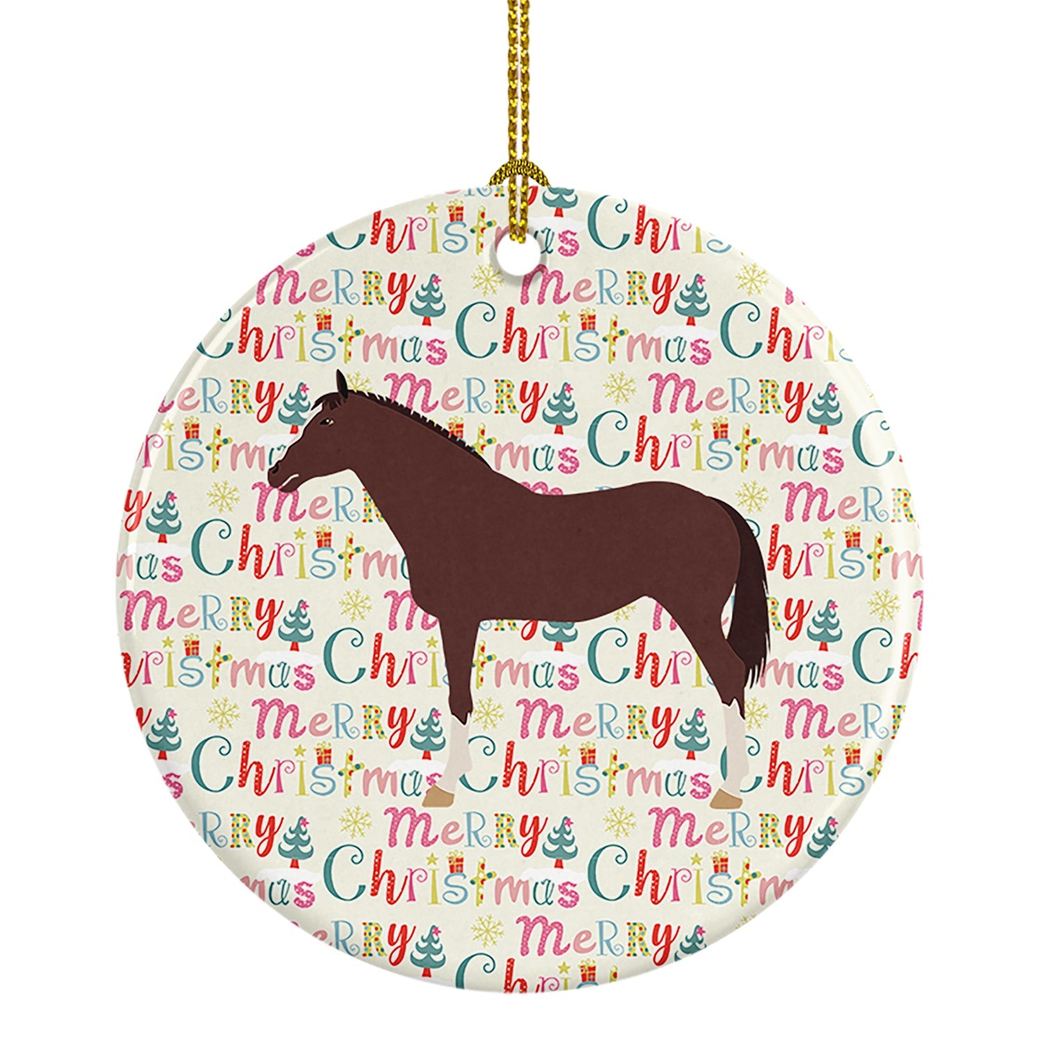 English Thoroughbred Horse Christmas Ceramic Ornament