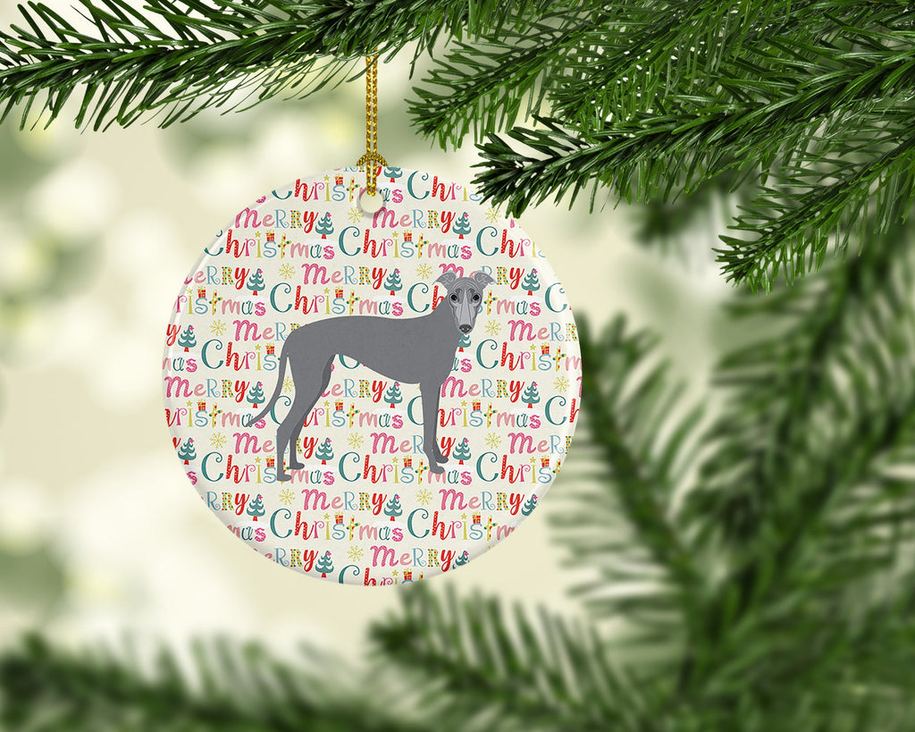 Greyhound Merry Christmas Ceramic Ornament